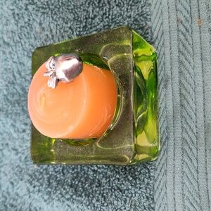 Elegant Green Glass Art Piece Votive Candle Holder Decor Candle/ Apple Pin